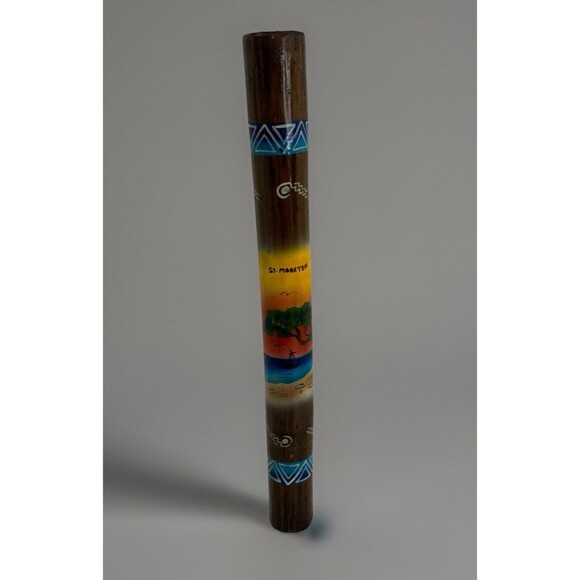 Vtg Wooden Rain Stick Shaker Rainmaker 20" Percussion Instrument Musical Painted - Picture 1 of 6